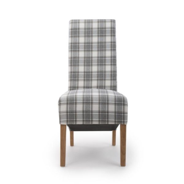 Krista Roll Back Herringbone Check Cappuccino Dining Chair Grey