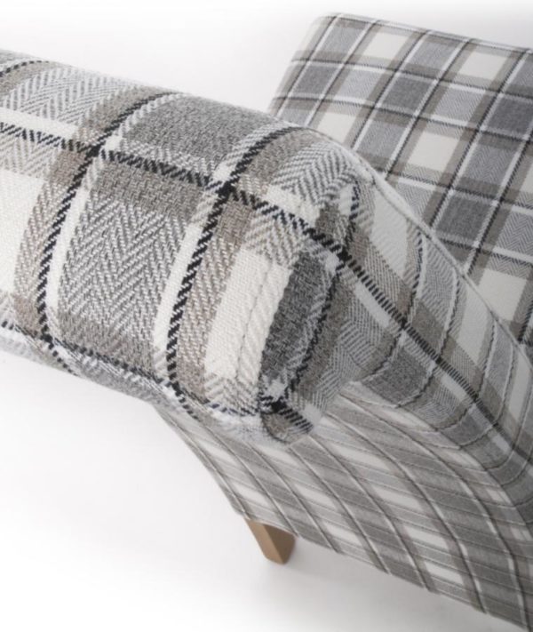 Krista Roll Back Herringbone Check Cappuccino Dining Chair Grey