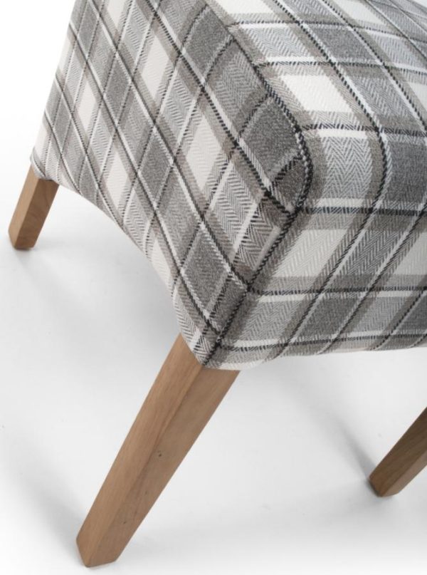 Krista Roll Back Herringbone Check Cappuccino Dining Chair Grey