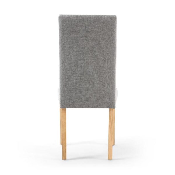 Randall Stud Detail Linen Effect Silver Grey Dining Chair with Natural Legs