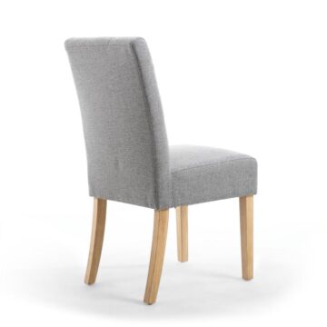 Moseley Silver Grey Stitched Waffle Back Linen Effect Dining Chair | Natural Legs