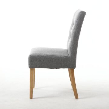 Moseley Silver Grey Stitched Waffle Back Linen Effect Dining Chair | Natural Legs