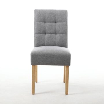 Moseley Silver Grey Stitched Waffle Back Linen Effect Dining Chair | Natural Legs