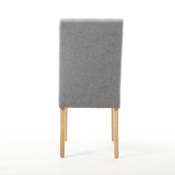 Moseley Silver Grey Stitched Waffle Back Linen Effect Dining Chair | Natural Legs