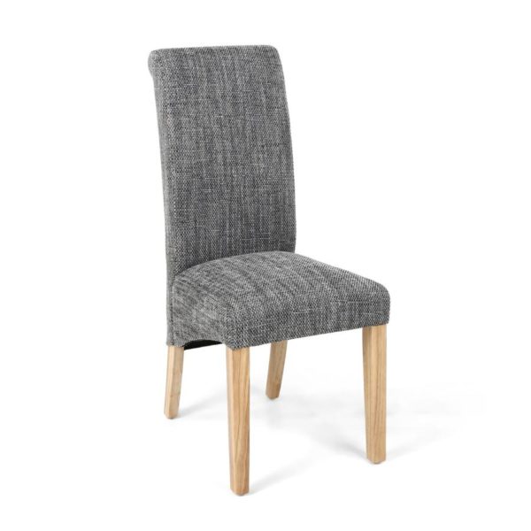 Karta Scroll Back Tweed Grey Dining Chair