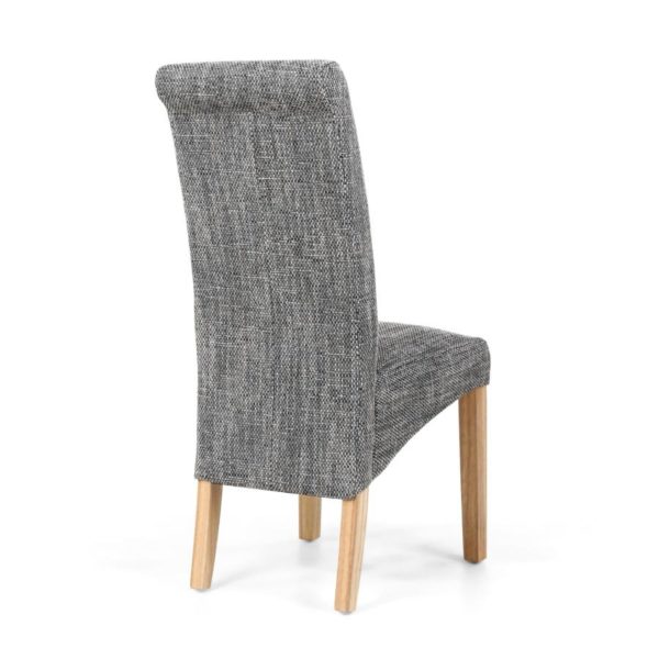 Karta Scroll Back Tweed Grey Dining Chair