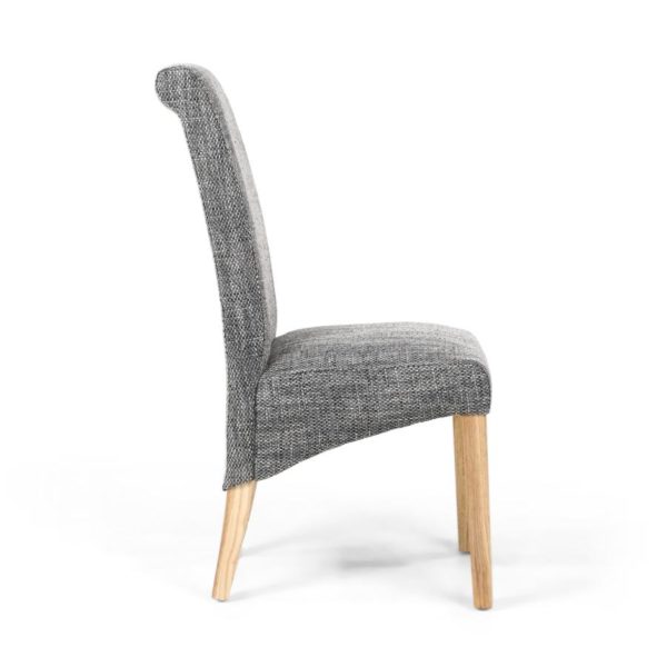 Karta Scroll Back Tweed Grey Dining Chair