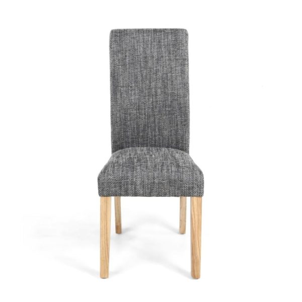 Karta Scroll Back Tweed Grey Dining Chair