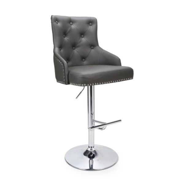 Rocco Leather Effect Graphite Grey Bar Stool | 105 - 127cm