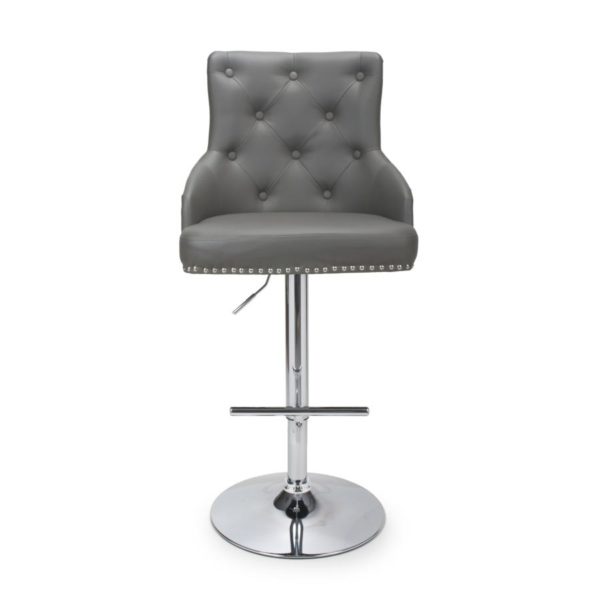 Rocco Leather Effect Graphite Grey Bar Stool | 105 - 127cm