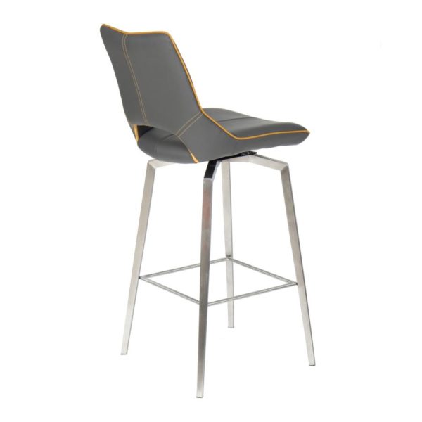 Mako Swivel Self Returning Leather Effect Graphite Grey Bar Chair