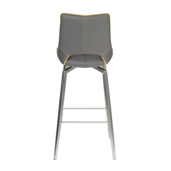Mako Swivel Self Returning Leather Effect Graphite Grey Bar Chair