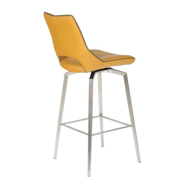 Mako Swivel Self Returning Leather Effect Yellow Bar Chair