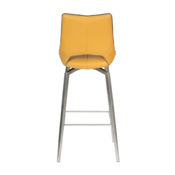 Mako Swivel Self Returning Leather Effect Yellow Bar Chair