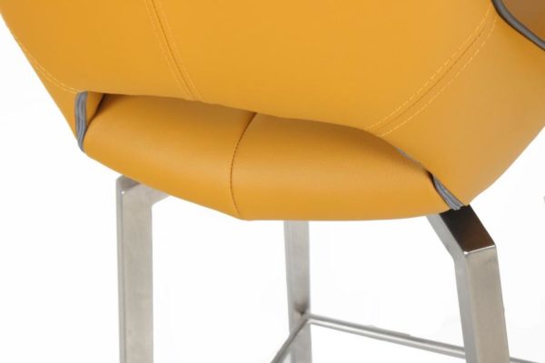Mako Swivel Self Returning Leather Effect Yellow Bar Chair