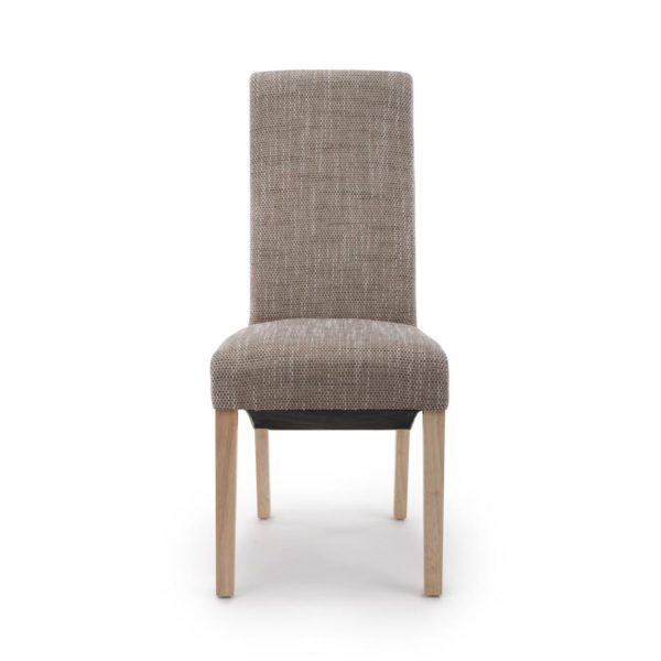 Baxter Wave Back Tweed Oatmeal Dining Chair | Clearance