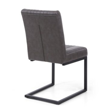 Black Archer Cantilever Leather Effect Grey Dining Chair