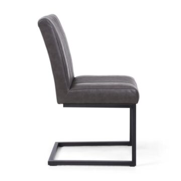 Black Archer Cantilever Leather Effect Grey Dining Chair