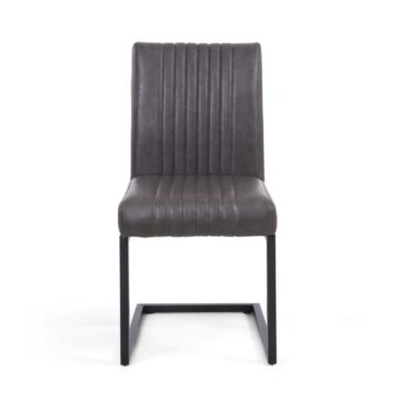 Black Archer Cantilever Leather Effect Grey Dining Chair