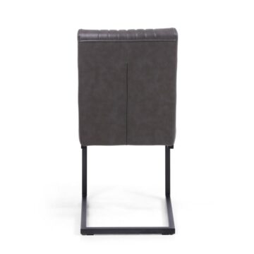 Black Archer Cantilever Leather Effect Grey Dining Chair