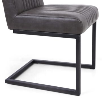 Black Archer Cantilever Leather Effect Grey Dining Chair