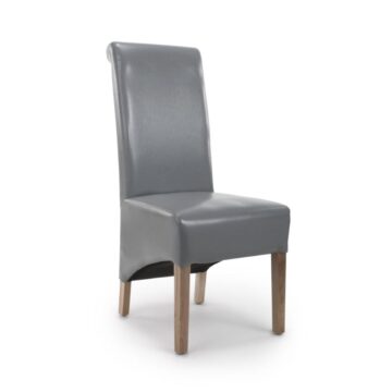 Krista Grey Roll Back Bonded Leather Dining Chair | Assembled