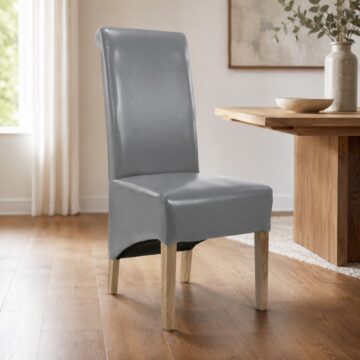 Krista Grey Roll Back Bonded Leather Dining Chair