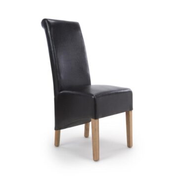 Krista Black Roll Back Bonded Leather Dining Chair