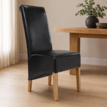 Krista Black Roll Back Bonded Leather Dining Chair