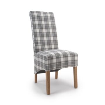 Krista Grey Chequered Roll Back Dining Chair