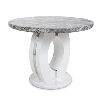 Neptune White Round Dining Table | Marble Effect Top