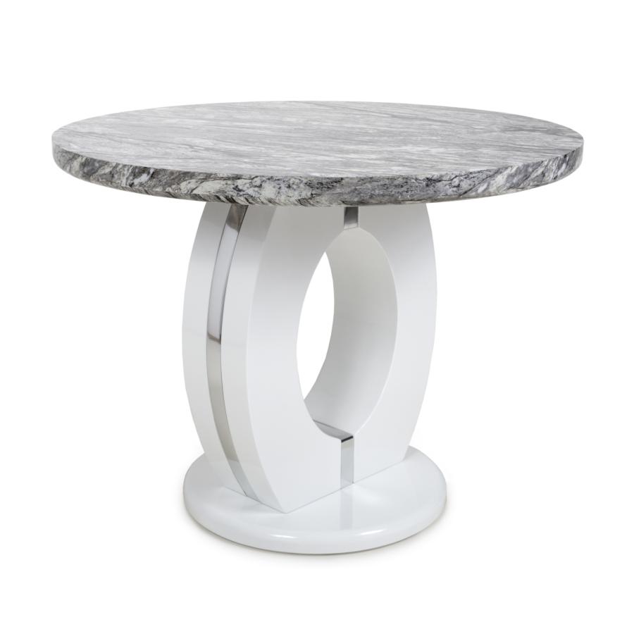 Neptune White Round Dining Table | Marble Effect Top
