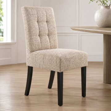 Moseley Oatmeal Stitched Waffle Back Tweed Effect Dining Chair | Black Legs