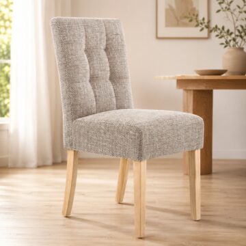 Moseley Oatmeal Stitched Waffle Back Tweed Effect Dining Chair | Natural Legs