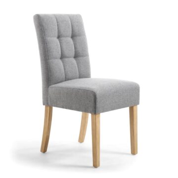 Moseley Silver Grey Stitched Waffle Back Linen Effect Dining Chair | Natural Legs