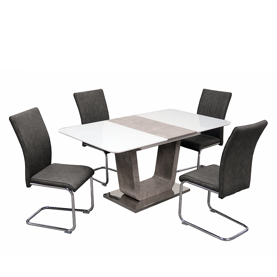 Castello White 120cm Extension Dining Set 4 Chairs Oak World