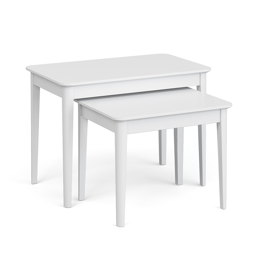 Bamburgh White Nest Of Tables Oak World