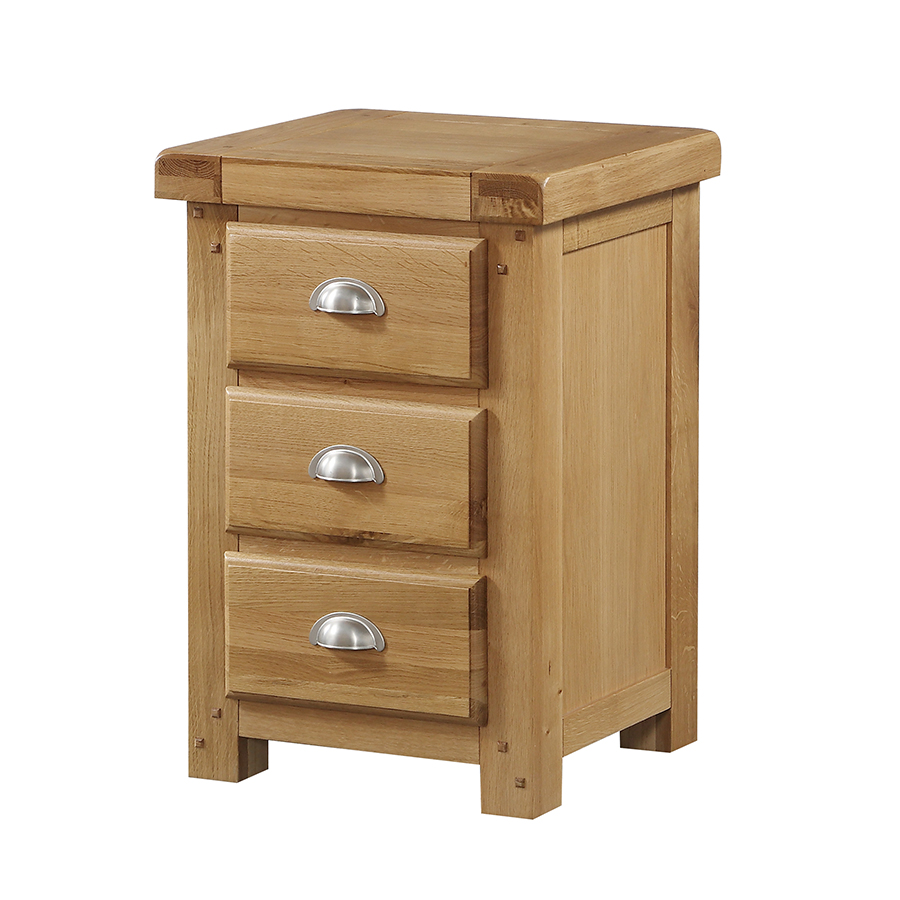 Newbridge Light Oak 3 Drawer Nightstand Fully Assembled Oak World