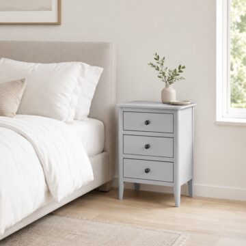 Stornoway Grey 3 Drawer Bedside Table | Assembled