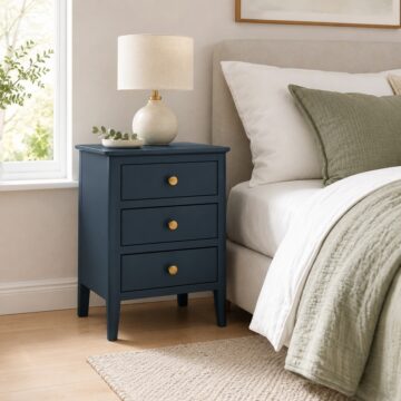 Kingsbridge Blue 3 Drawer Bedside Table | Assembled