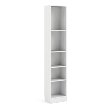 Boardwalk Collection White Tall Narrow 4 Shelf Bookcase