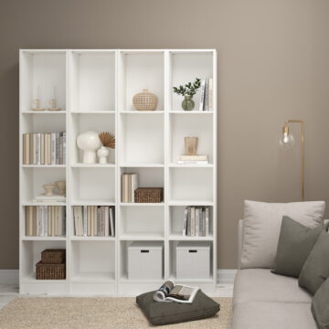 Boardwalk Collection White Tall Narrow 4 Shelf Bookcase