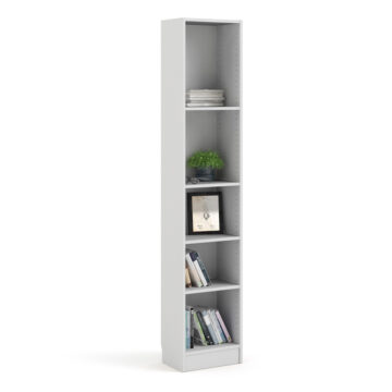 Boardwalk Collection White Tall Narrow 4 Shelf Bookcase