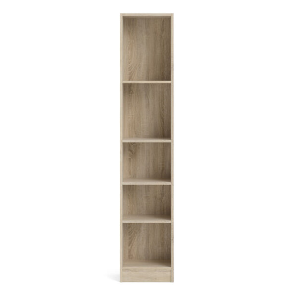 Boardwalk Bookcase Collection Tall Narrow Bookcase (4 Shelves) in Oak | Self Assembly