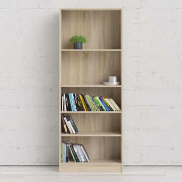 Boardwalk Bookcase Collection Tall Wide Bookcase (4 Shelves) in Oak