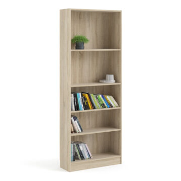Boardwalk Bookcase Collection Tall Wide Bookcase (4 Shelves) in Oak