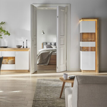 Rydal White Tall Narrow Left Hand Display Cabinet (Including LED Lighting)
