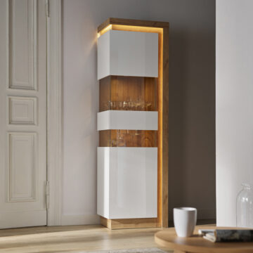Rydal White Tall Narrow Left Hand Display Cabinet (Including LED Lighting)