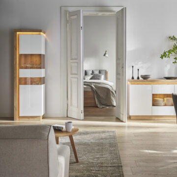 Rydal White Tall Narrow Right Hand Display Cabinet (Including LED Lighting)