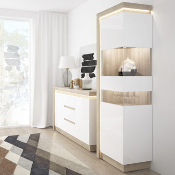 Rydal White Tall Narrow Right Hand Display Cabinet (Including LED Lighting)